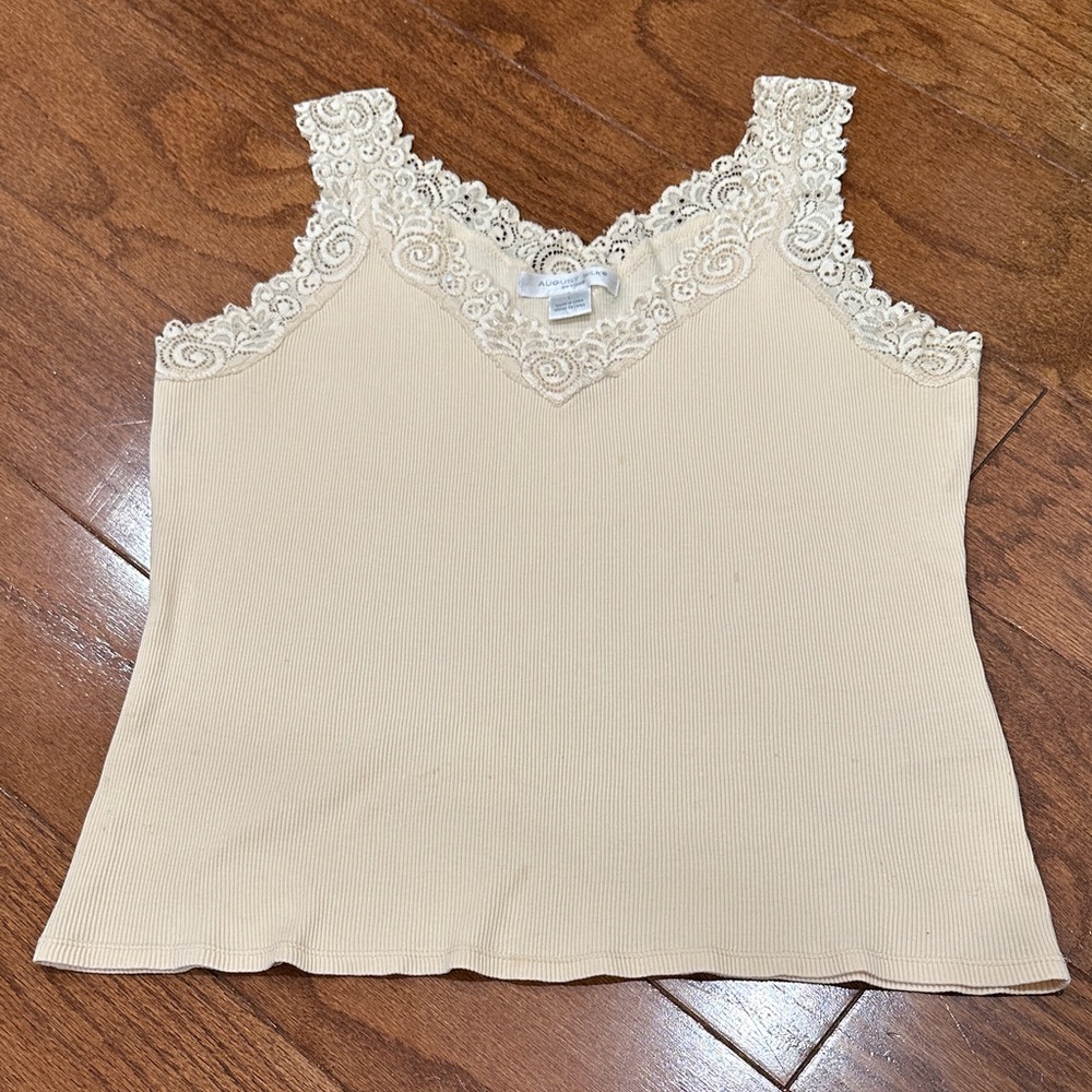 August Silk light yellow Lace Camisole tank top